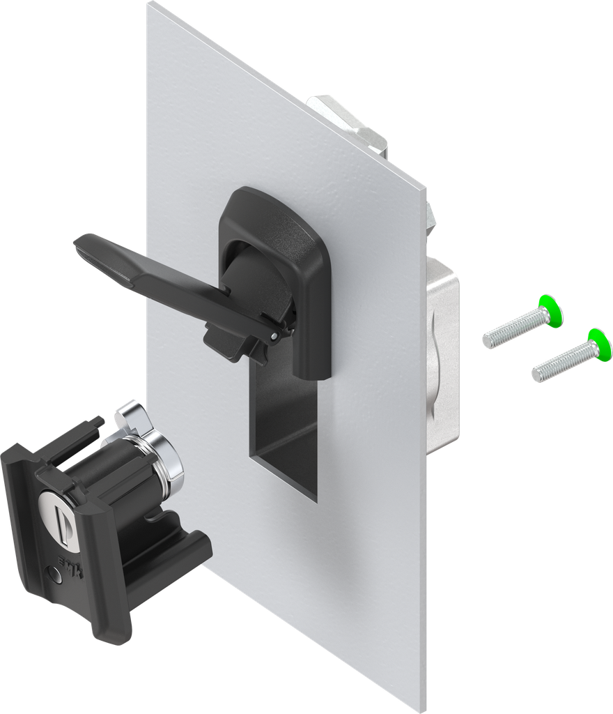 Locking set with round cylinder EK 333, Zinc die black