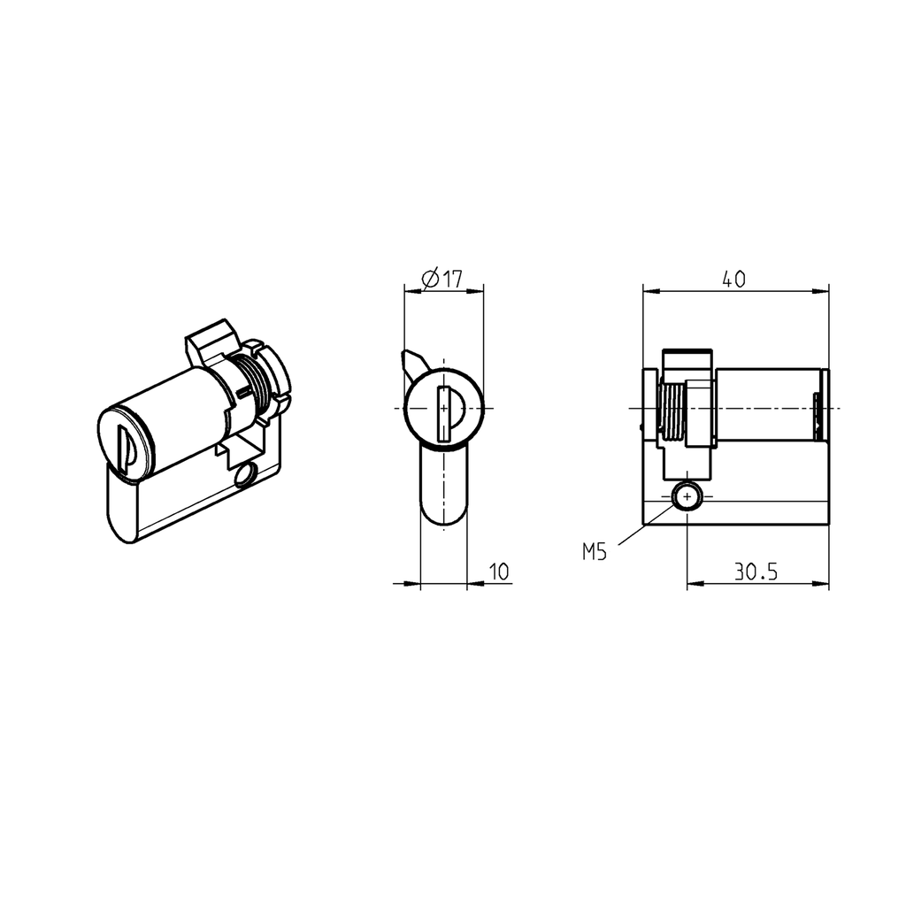 Profile half cylinder with round cylinder keyed different