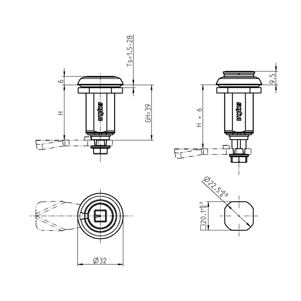 Compression latch double bit 5 with optical opening indicator