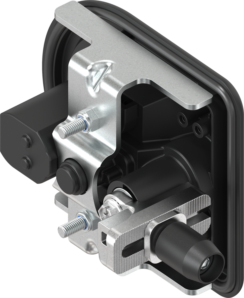 Chest handle keyed EK 333, Polyamide black and zinc die