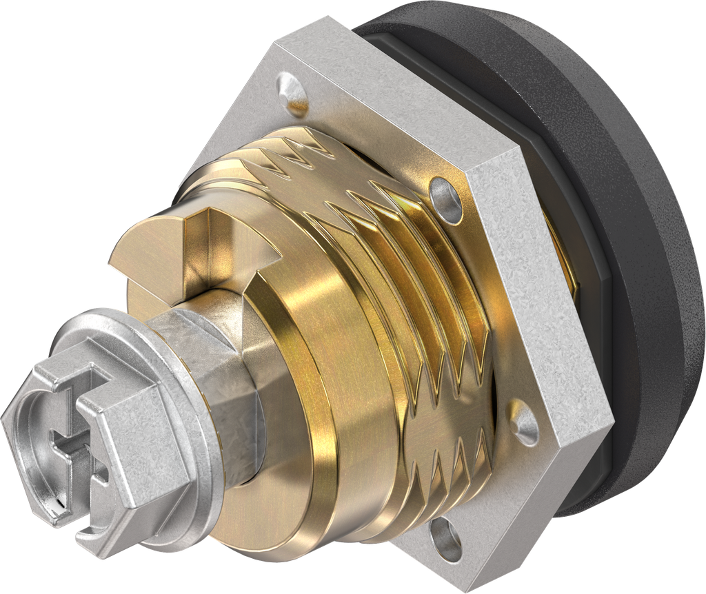 Emika Safety quarter turn double bit 5, left version, Brass and zinc die