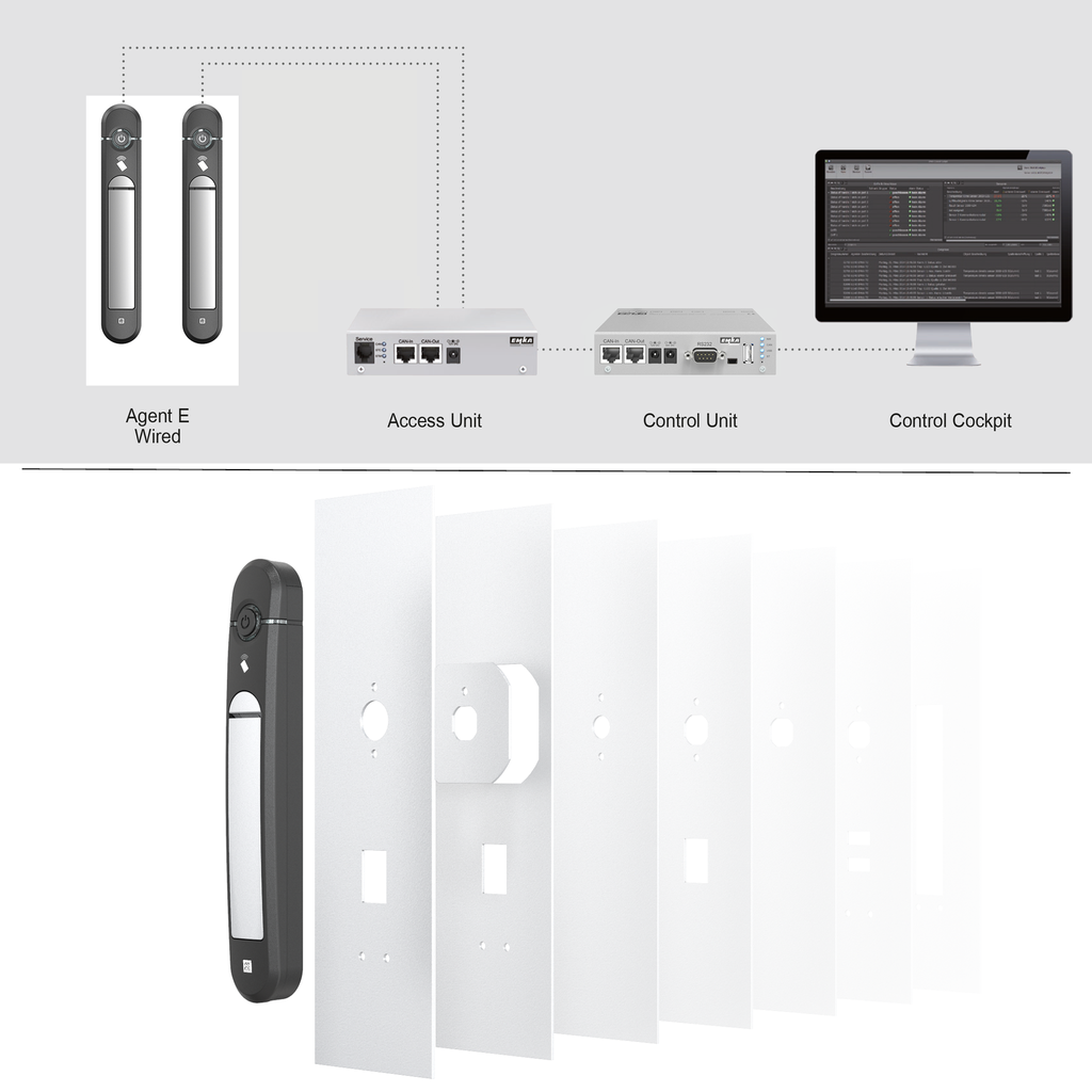 Swinghandle Agent E Wired with RFID card reader 13.56 kHz, Zinc