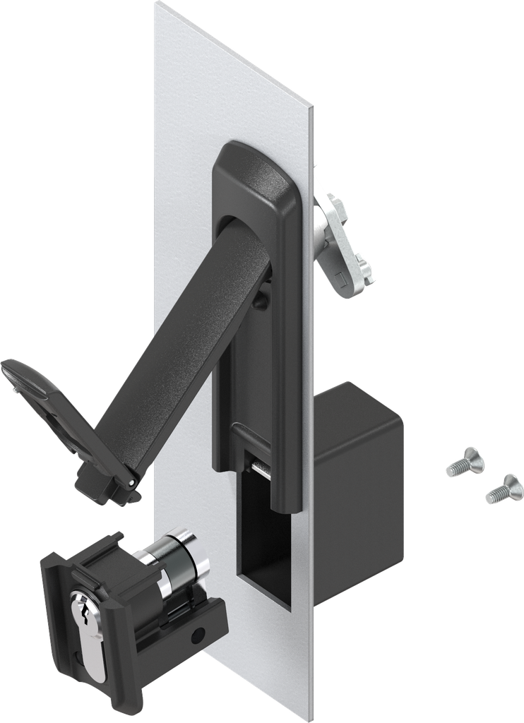 Flat swinghandle for locking set, Zinc die black powder-coated