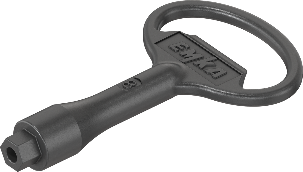 Key for insert hexagon female SW 8 with pin, Zinc die black powder