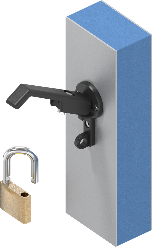 Compression latch for insert and for padlock, Zinc die and