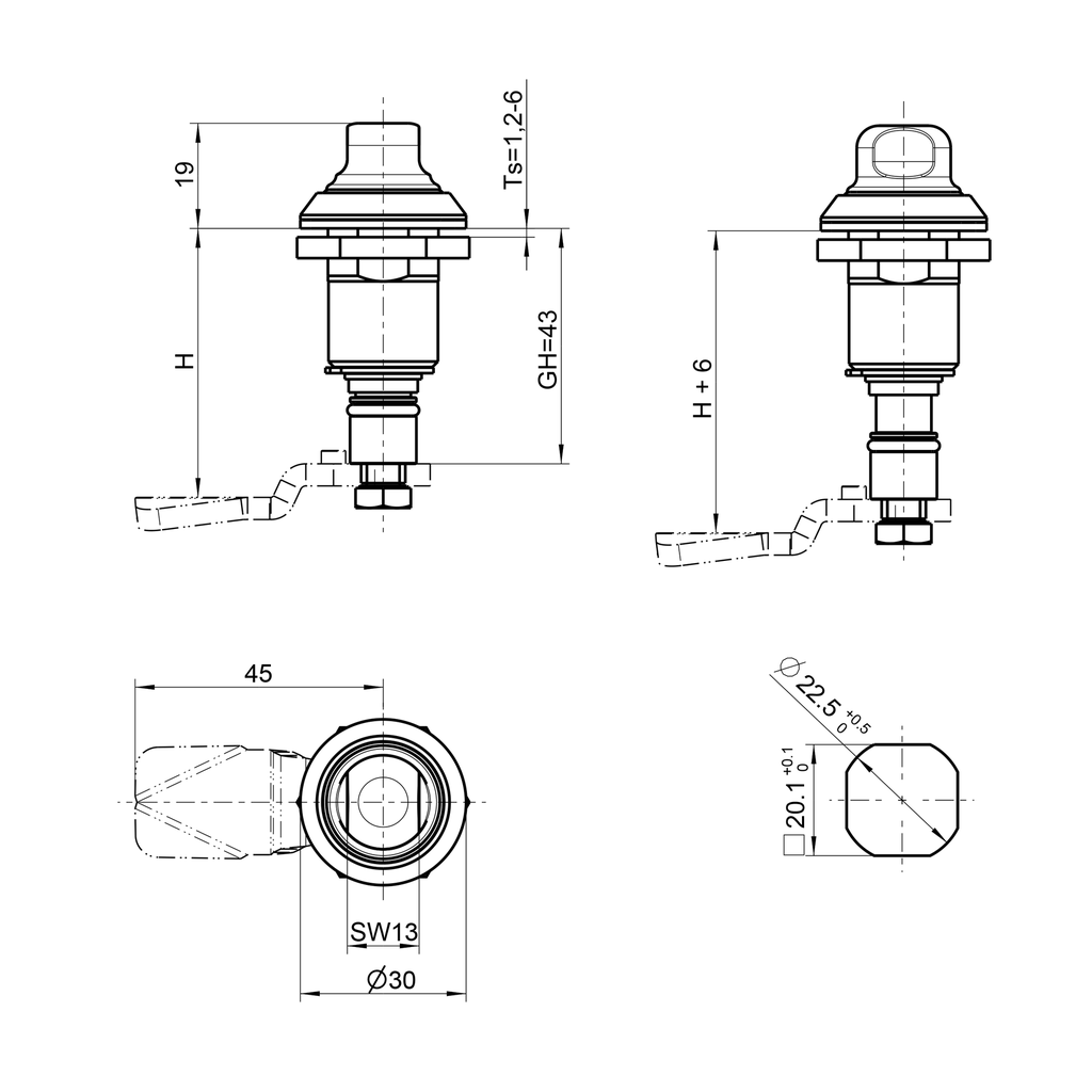 Compression latch for hygienic areas, Stainless steel AISI 316L