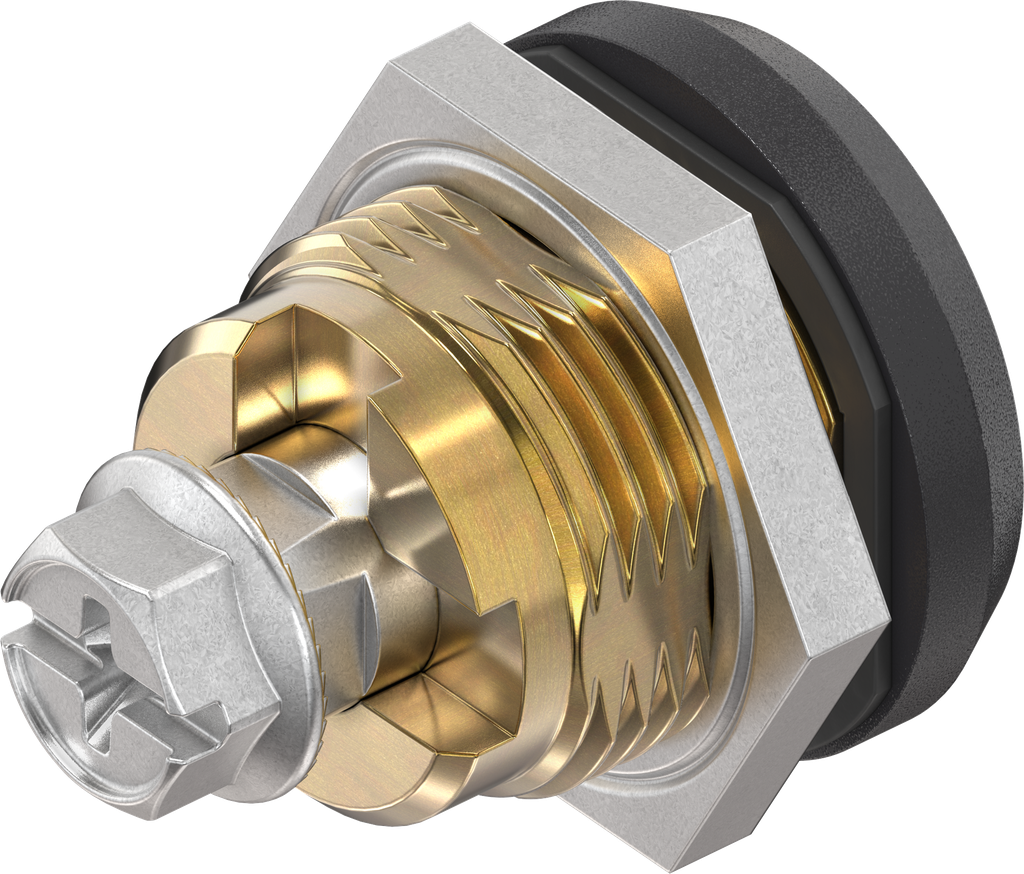 Safety quarter turn double bit 3, right version, Brass and zinc