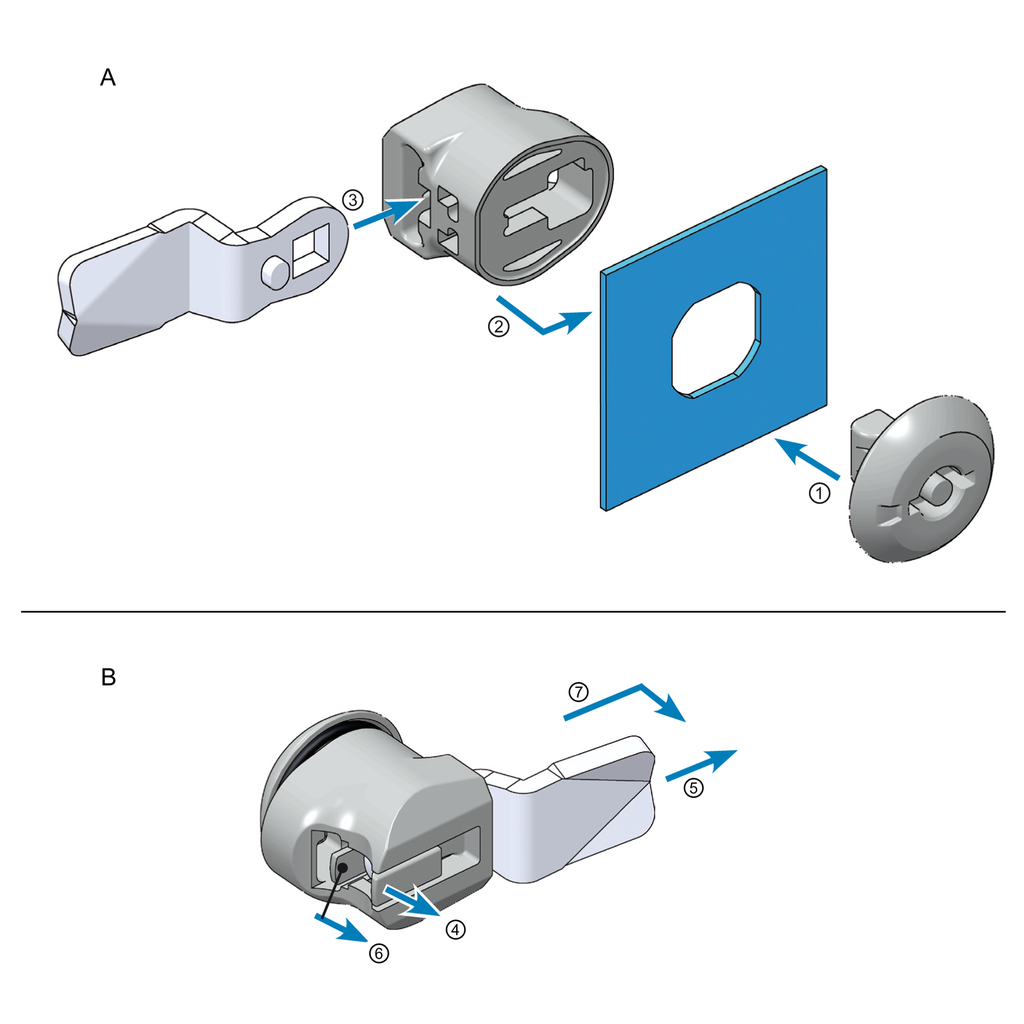 Insert part square 7 for assembly without tools, Polyamide GF