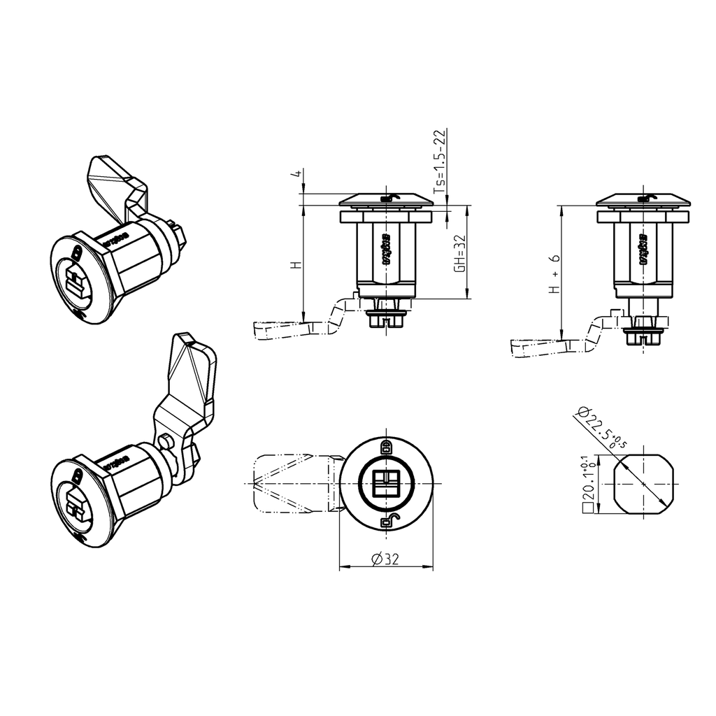 Compression latch railway version with red - green marking