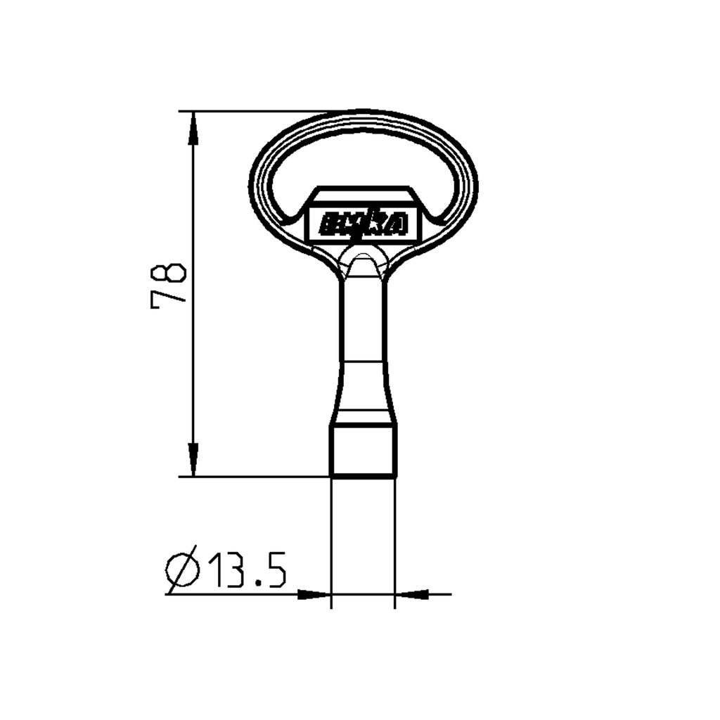Key for insert hexagon female SW 8 with pin, Zinc die black