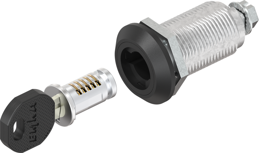 Safety quarter turn keyed EK 333 and insert square female 6, Zinc