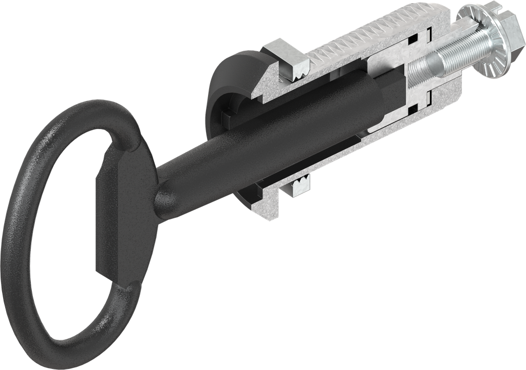 Safety quarter turn keyed EK 333 and insert square female 6, Zinc