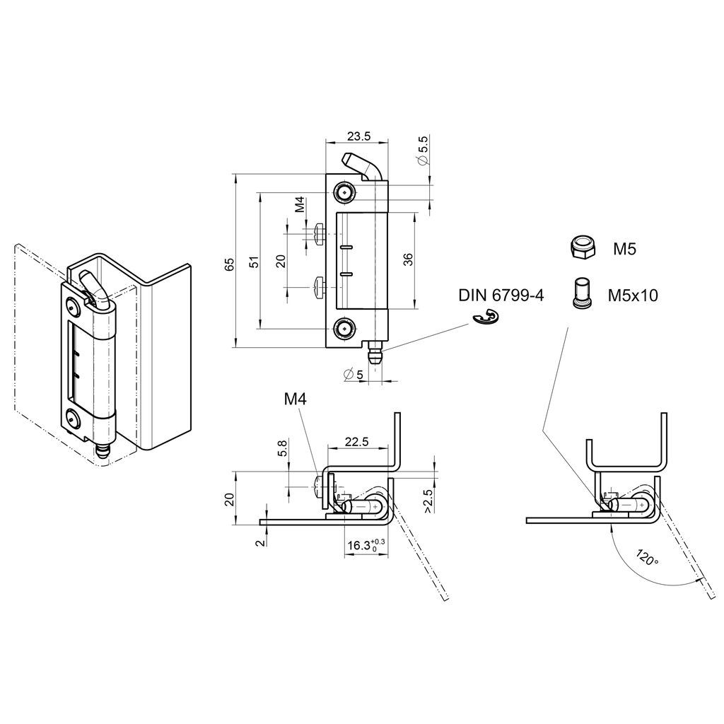 120° Hinge, Steel zinc-plated; 1069-U6