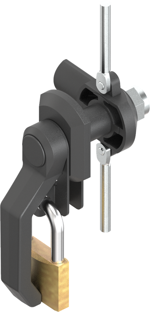Heavy duty latch with zinc die shaft, Polyamide GF black; 1091-U84