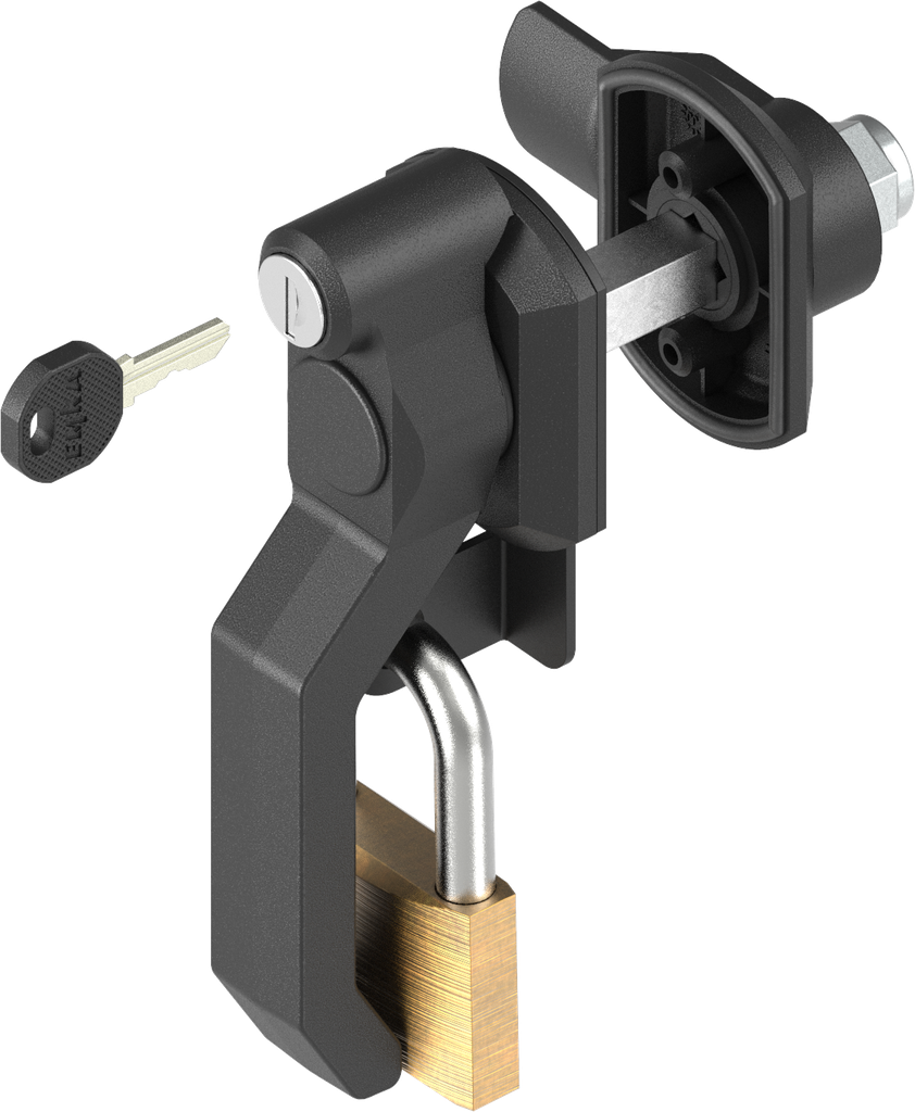 Padlock facility, left version, Steel black powder-coated; 1091-U87