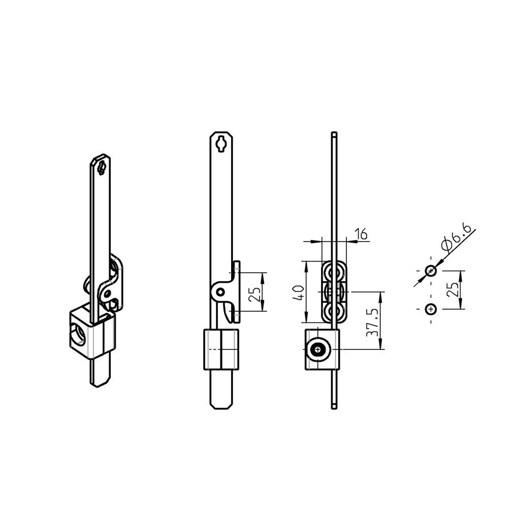Catch for flat rod with notch, Zinc die zinc-plated; 1121-U76