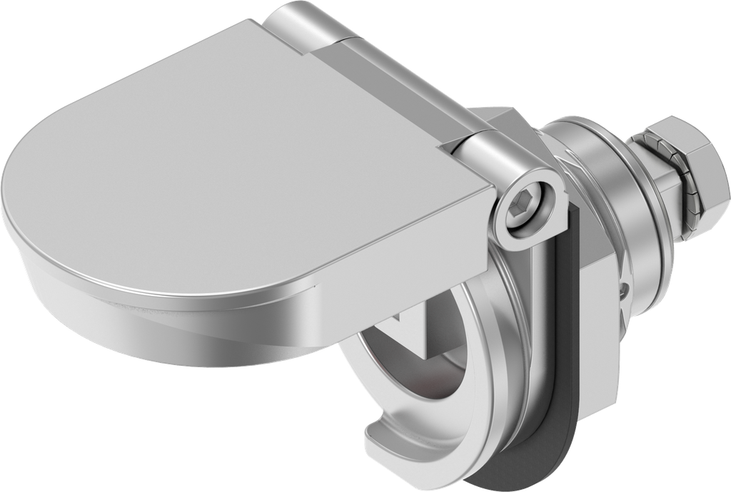 Compression latch left with optical opening indicator and cover
