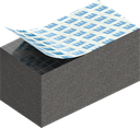 Zellgummi 15 x 15 mm, EPDM schwarz dehnungsfrei und selbstklebende Montagehilfe