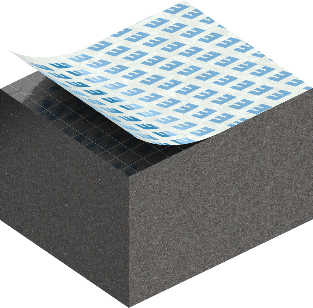 Zellgummi 20 x 25 mm, CR schwarz dehnungsfrei und selbstklebende Montagehilfe