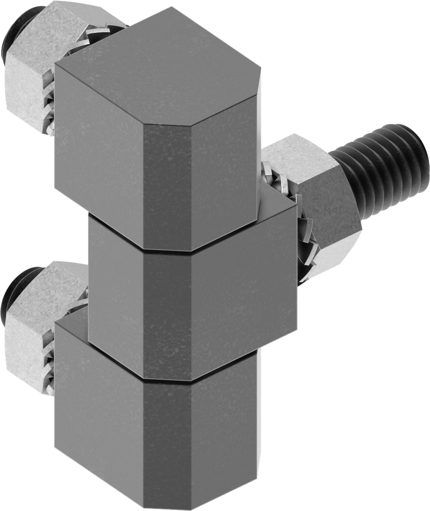 Bisagra 180°, acero galvanizado y pasivado en negro