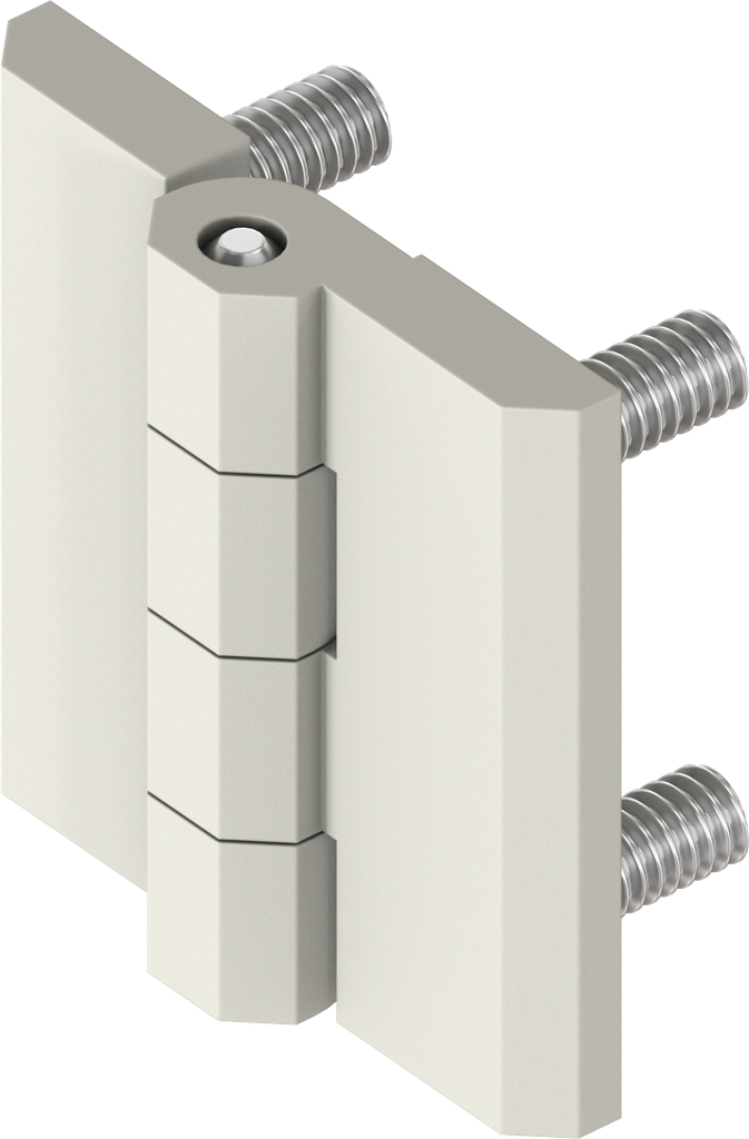 Charnière 180°, zamak blanc gris