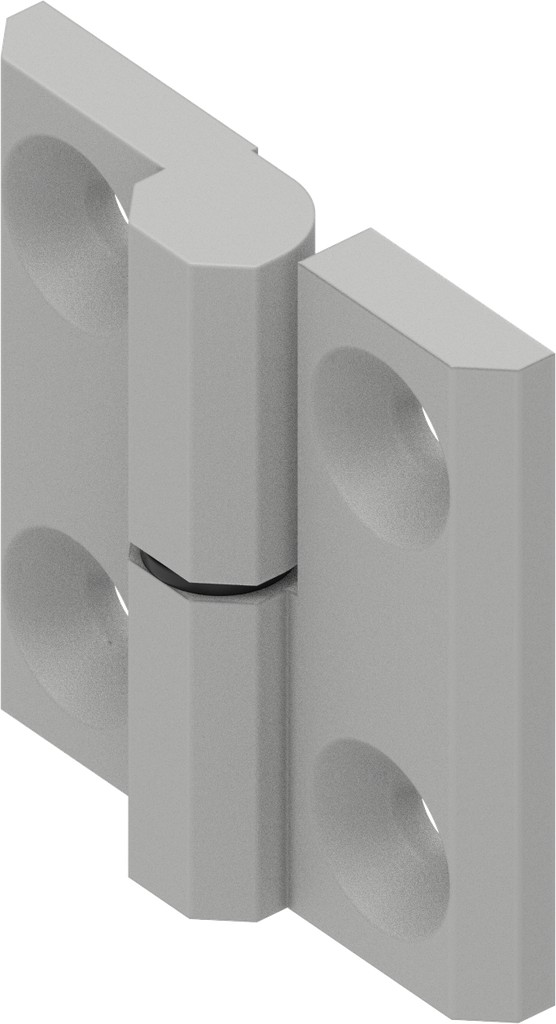 Charnière 180° version droite, zamak aluminium blanc laqué par poudrage