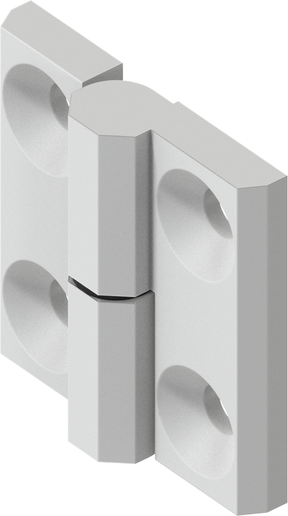 Bisagra 180°, versión izquierda, zamak recubierto de polvo aluminio blanco