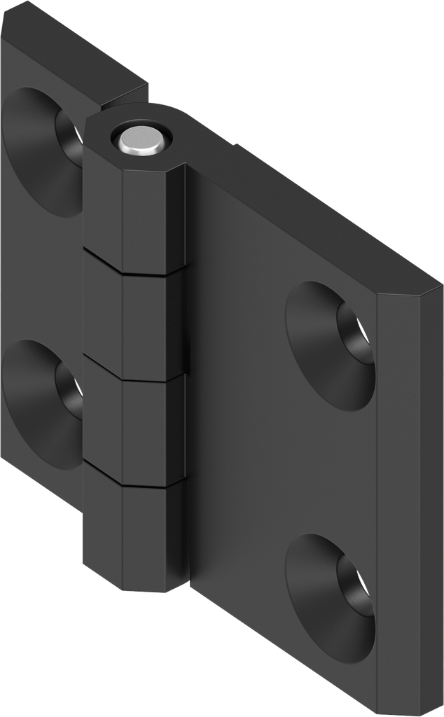 180° Scharnier, Zamak zwart gepoedercoat glad mat