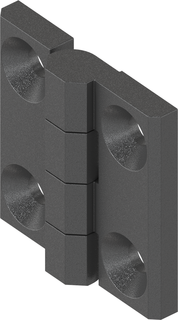 Cerniera a 180° senza perno di cerniera, alluminio nero verniciato a polvere
