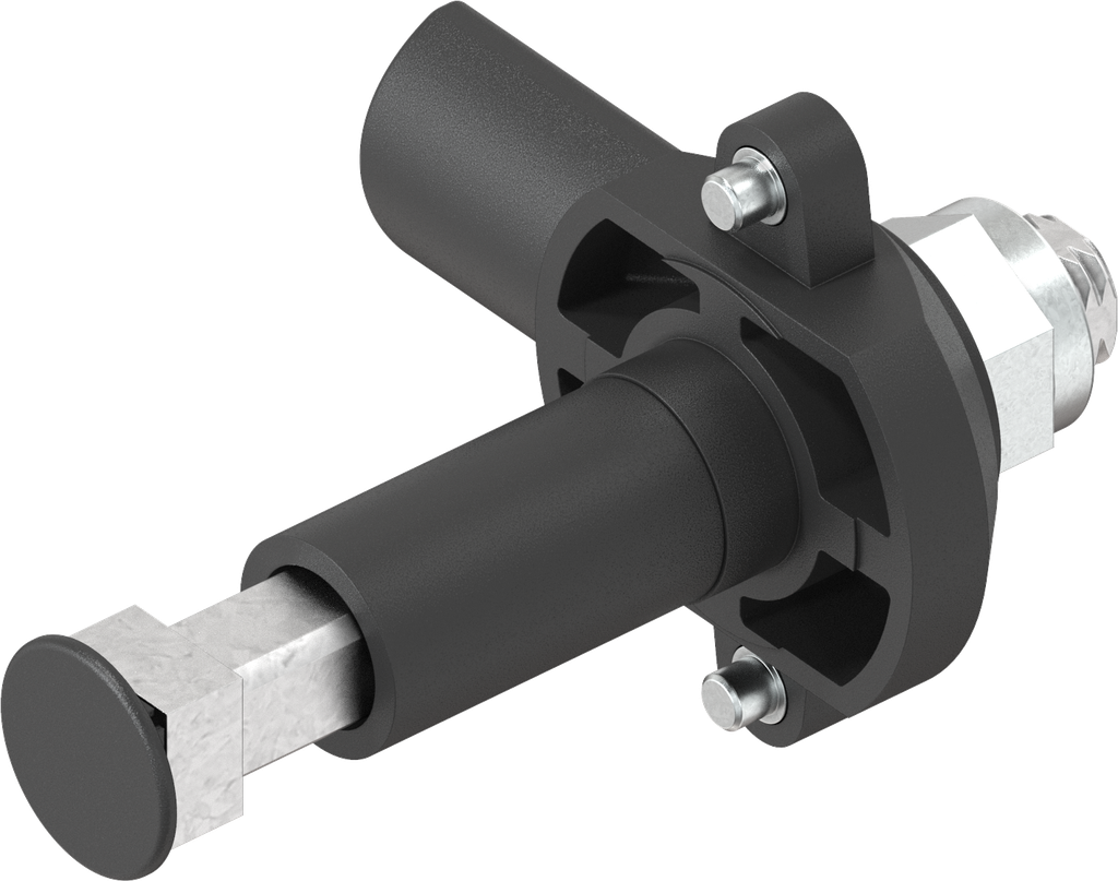 Heavy duty latch with zinc die shaft, Polyamide GF black; 1091-U84