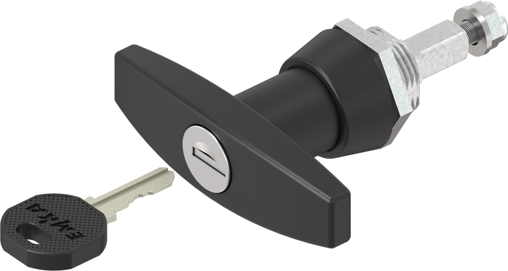 T-handle, keyed EK 333, Zinc die black powder-coated