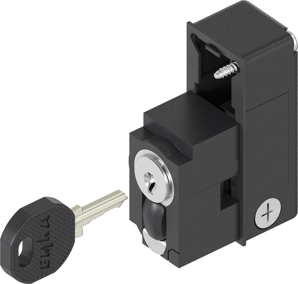 Modulo con profilo mezzo-cilindro con pulsante e cilindro tondo chiavi diverse, poliammide GF nero