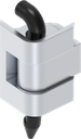 180° Hinge with clip-in polyamide pin, Zinc die chrome-plated