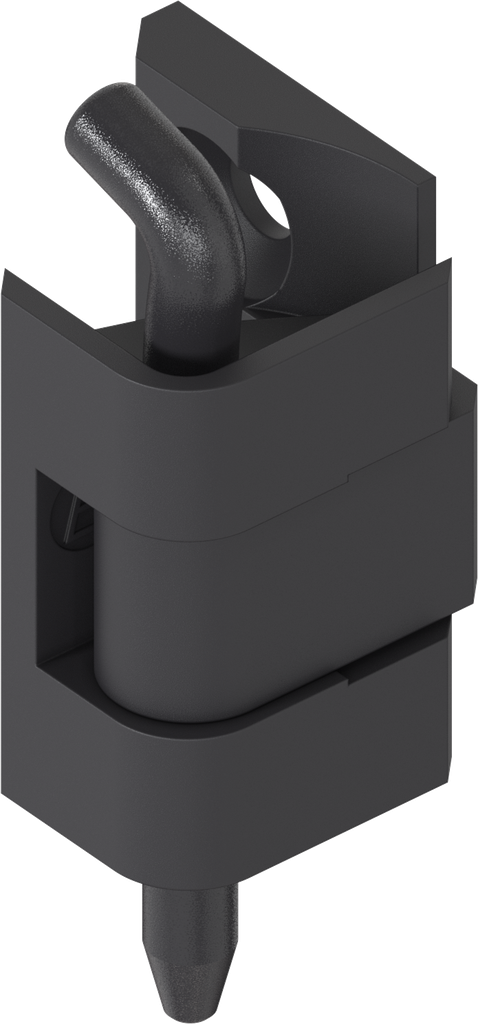 180° Hinge with clip-in polyamide pin, Zinc die black powder-coated
