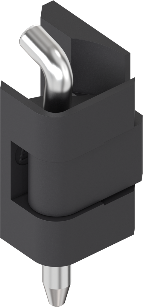 180° scharnier met RVS stift, Zamak zwart gepoedercoat
