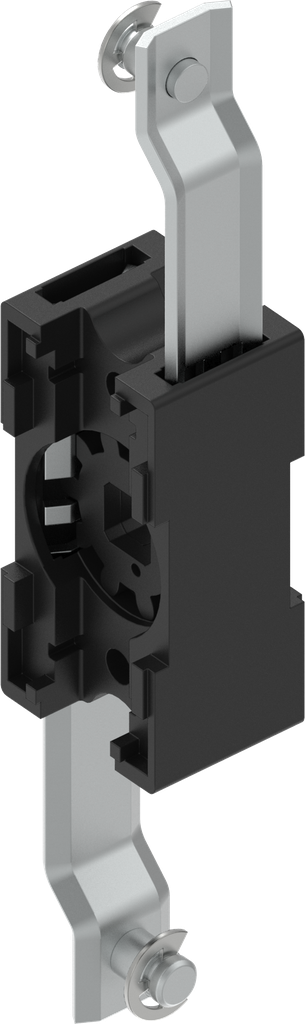 crémone pour tringles plates ou tringles rondes, polyamide noir et aluminium
