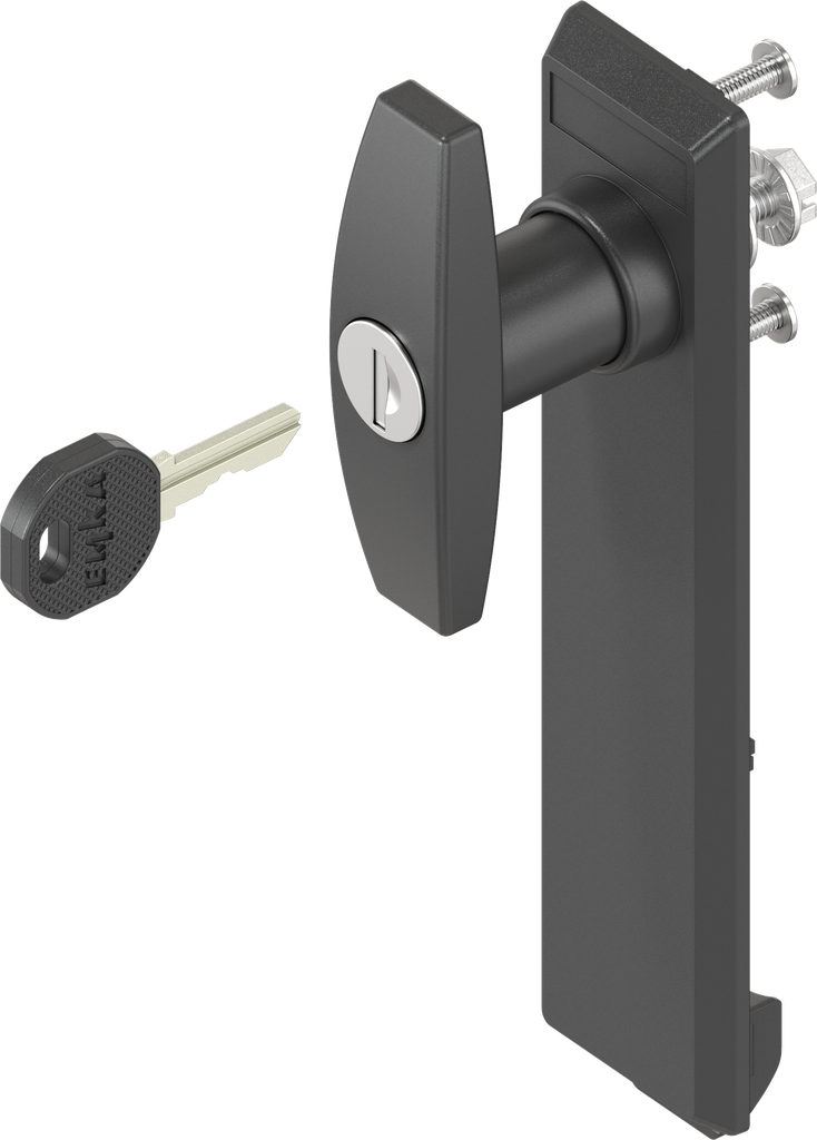 capotage avec poignée en T clé EK 333, polyamide noir et zamak époxy noir