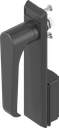 Mostrina con maniglia a L senza chiave, poliammide nero e zama nero verniciato a polvere