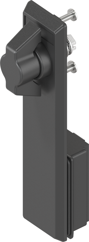 Sleutelschild met knevelknop zonder slot, polyamide zwart en GD-Zn (Zamak) zwart gepoedercoat