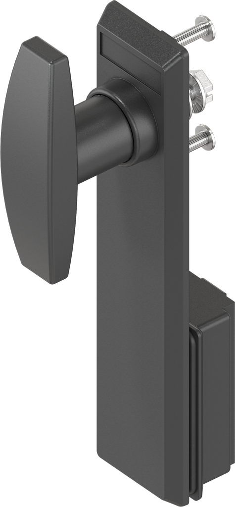 Sleutelschild met T-greep zonder slot, polyamide zwart en GD-Zn (Zamak) zwart gepoedercoat