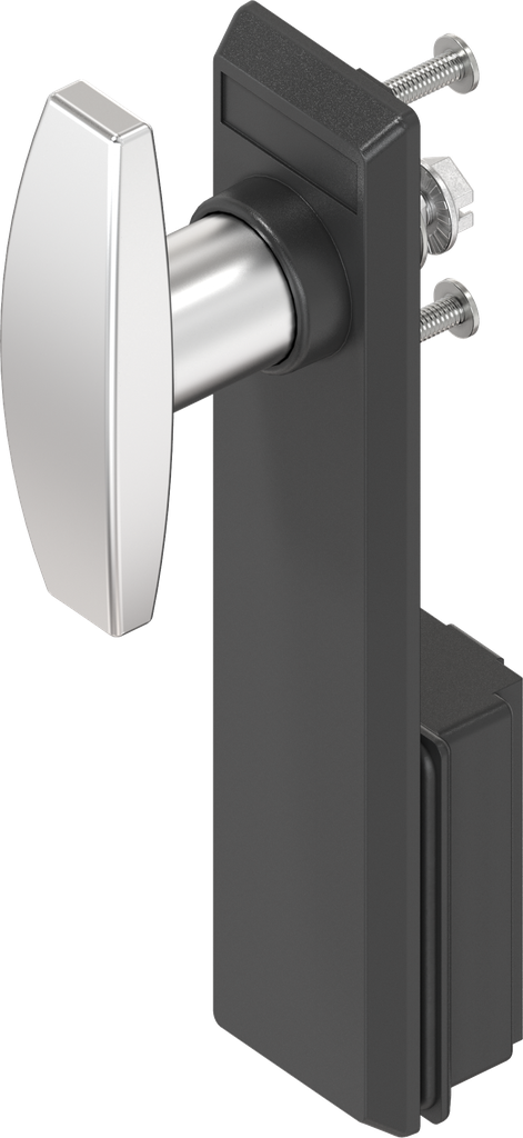 Sleutelschild met T-greep zonder slot, RVS en polyamide zwart