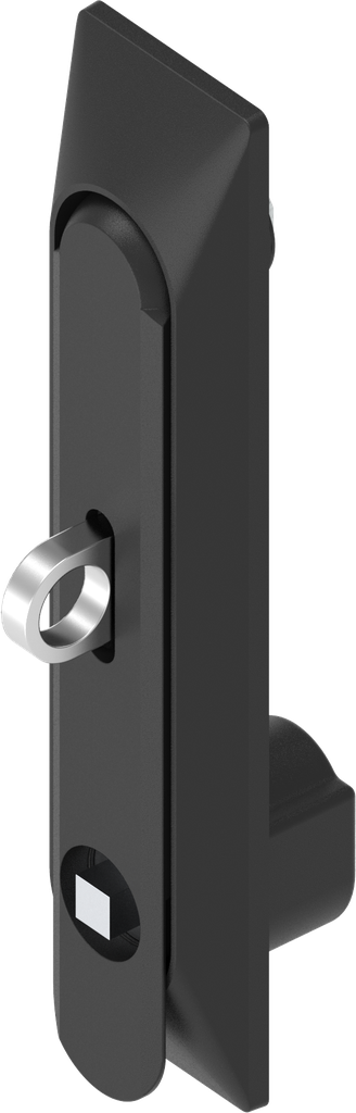 Maneta giratoria 1150 con embellecedor universal con inserto cuadradillo 7 y para candado, poliamida y zamak recubierto de polvo negro