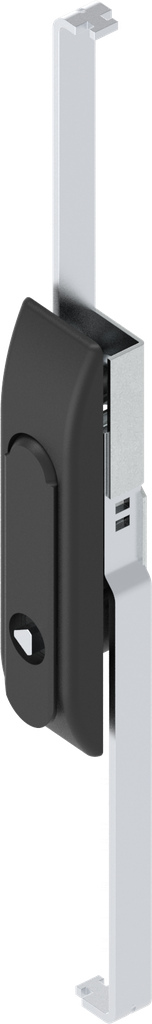 Maniglia girevole con aste per serratura con inserto triangolo 8, zama nero verniciato a polvere