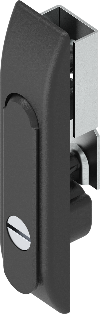 poignée escamotable pour crémones avec rotor fente 2x4, polyamide et zamak époxy noir