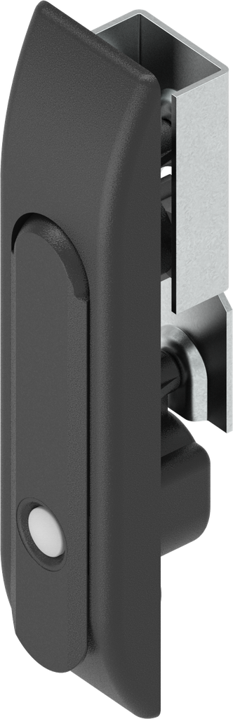 poignée escamotable pour crémones avec bouton-poussoir, polyamide et zamak époxy noir