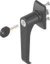 capotage court avec poignée bec de cane clé EK 333, polyamide noir et zamak époxy noir