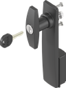 capotage long avec poignée en T clé différente, polyamide noir et zamak époxy noir