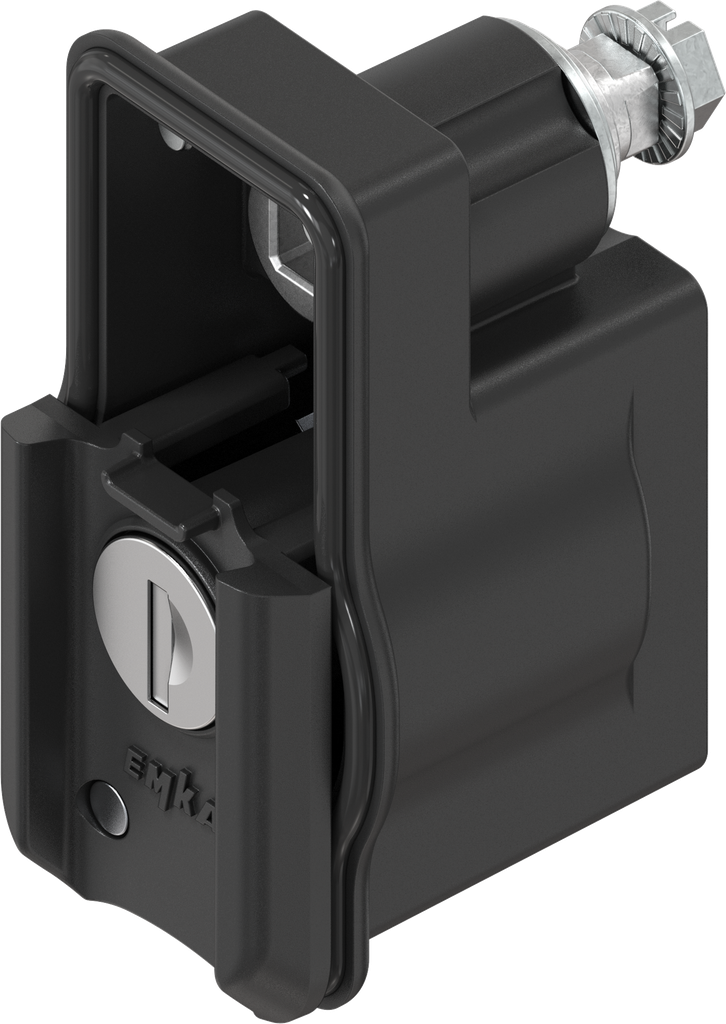 Locking set, left version, with round cylinder, keyed different, Zinc die black powder-coated for outdoor use