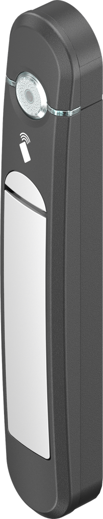 Zwenkgreep AGENT E draadloos met RFID kaartlezer 125 kHz, Zamak gepoedercoat in wit aluminium en polyamide GV zwart