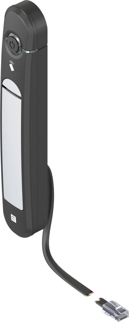 Zwenkhevel Agent E bekabeld met RFID card reader 13.56 kHz Zamak gepoedercoat in wit aluminium en polyamide GV zwart